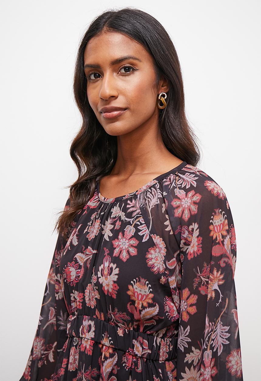 edit - Balloon sleeve midi dress - interior floral