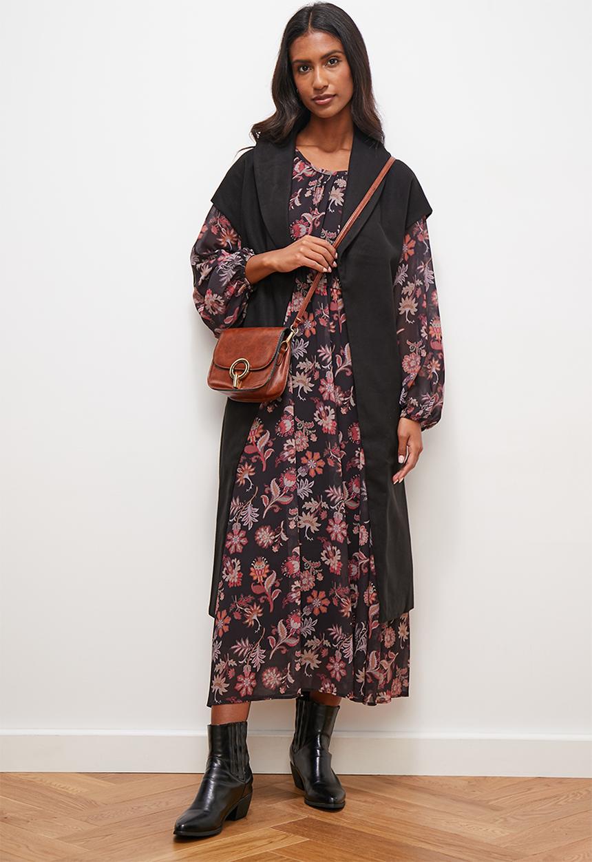 edit - Balloon sleeve midi dress - interior floral