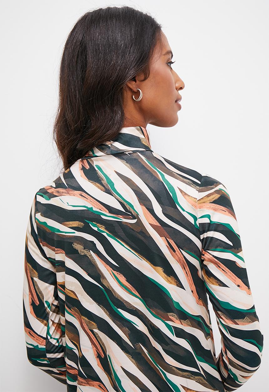 edit - Printed poloneck top - multi colour brush stroke