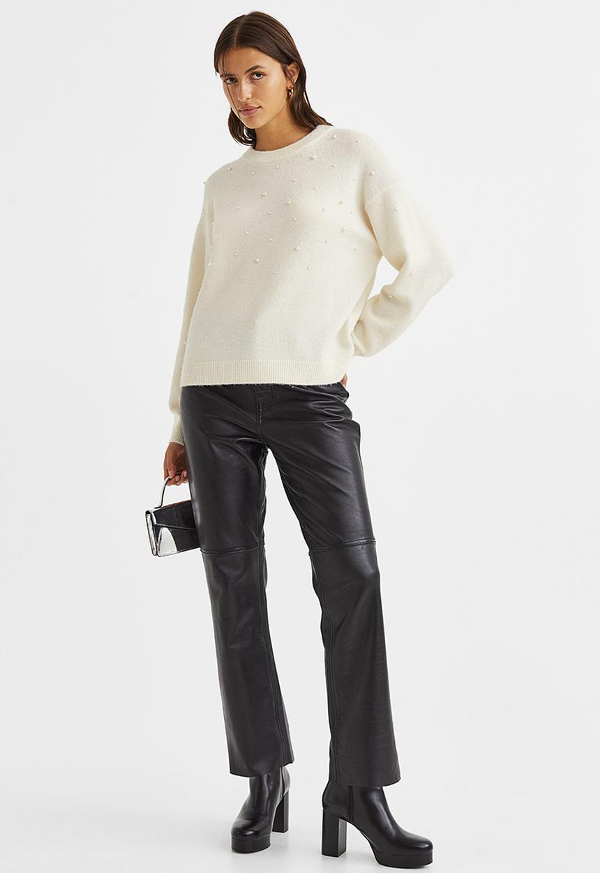 H&M - Beaded jumper - cream/beads
