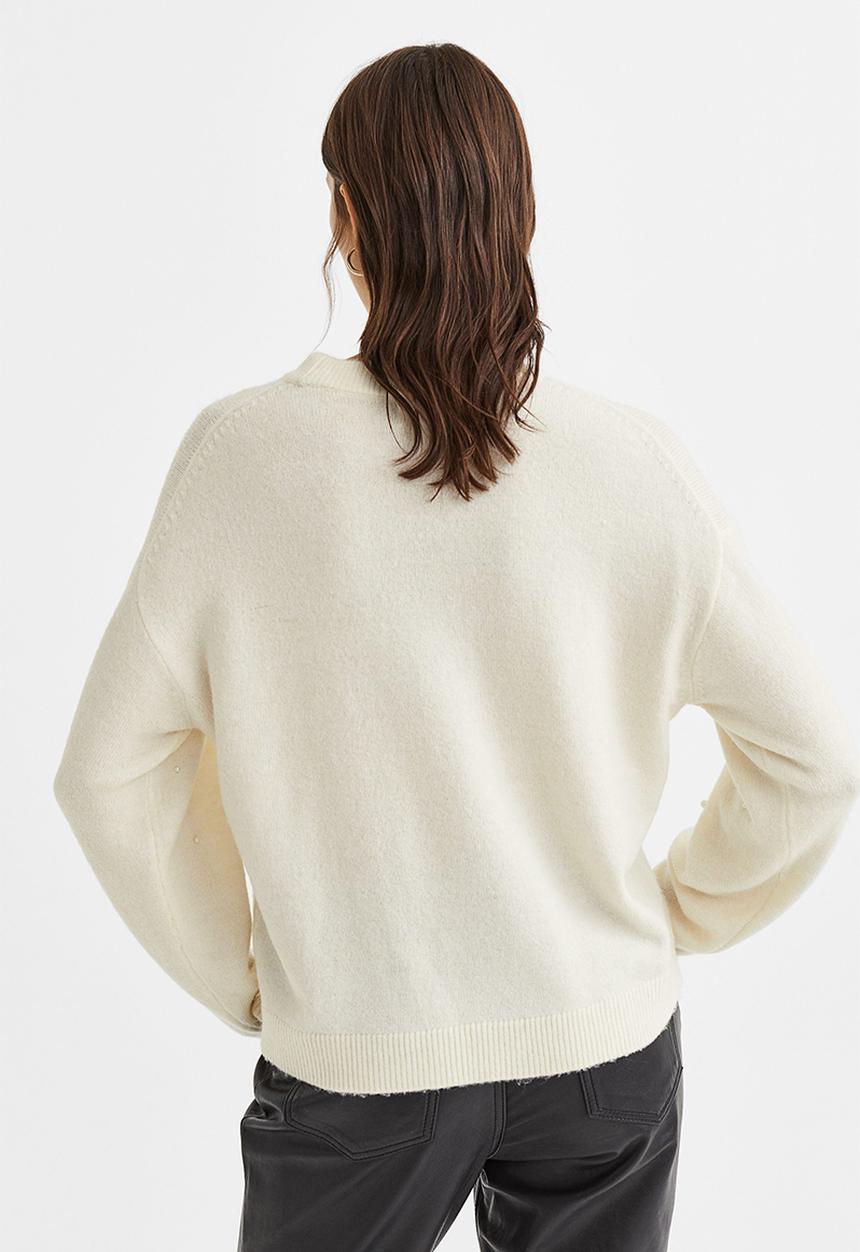 H&M - Beaded jumper - cream/beads