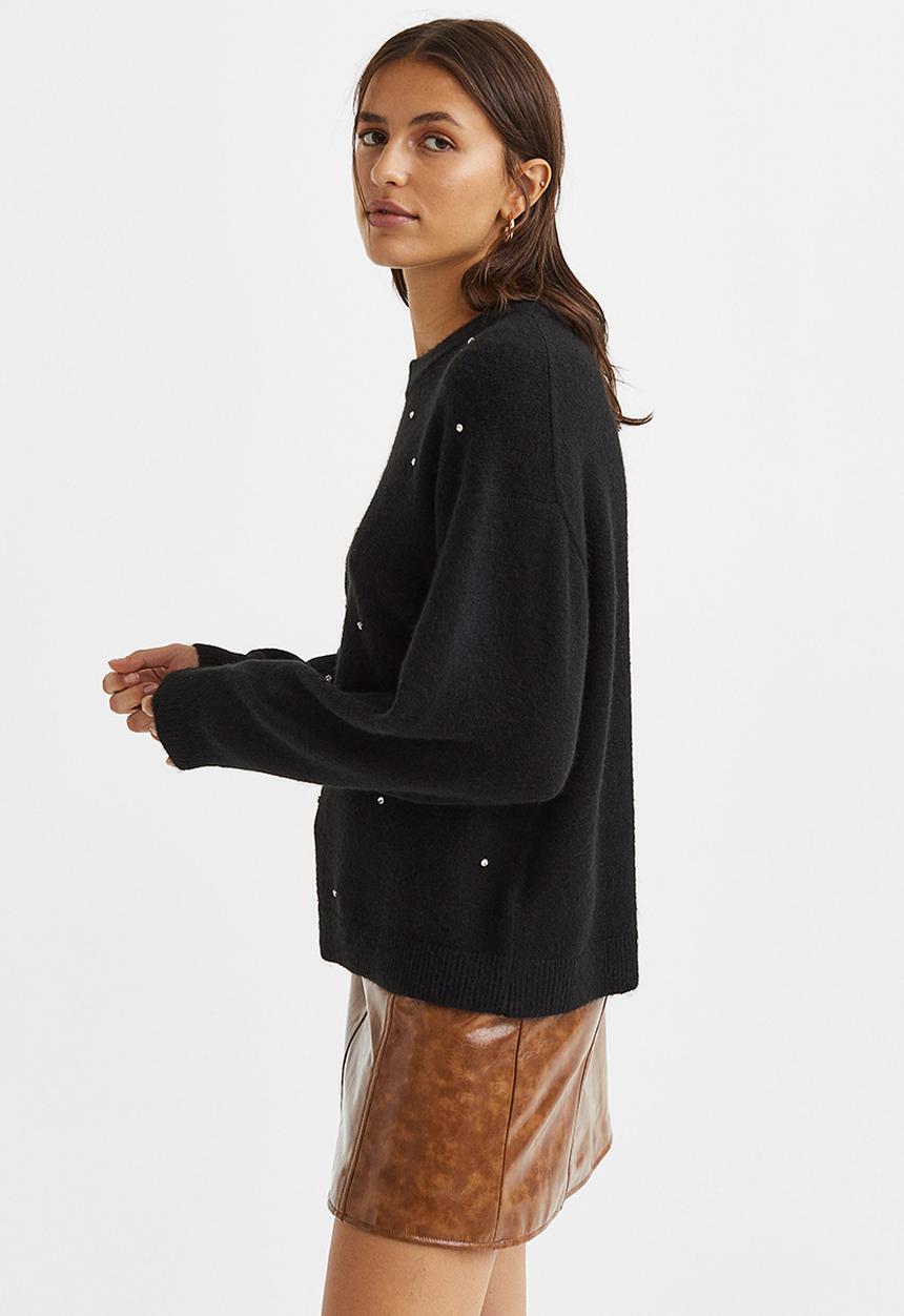 H&M - Beaded jumper - black/rhinestones