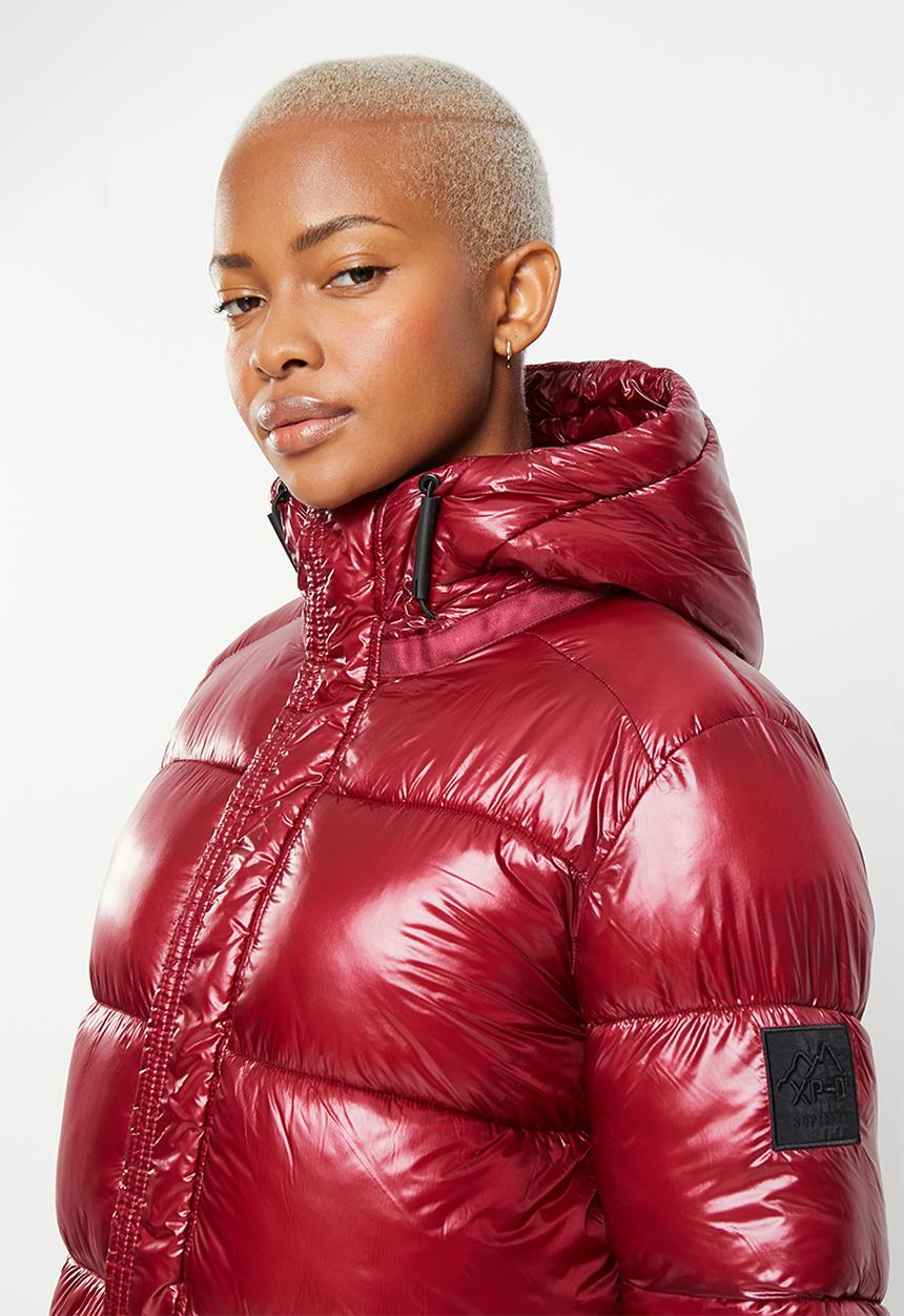 Superdry. - Code xpd longline puffer jacket - dark berry