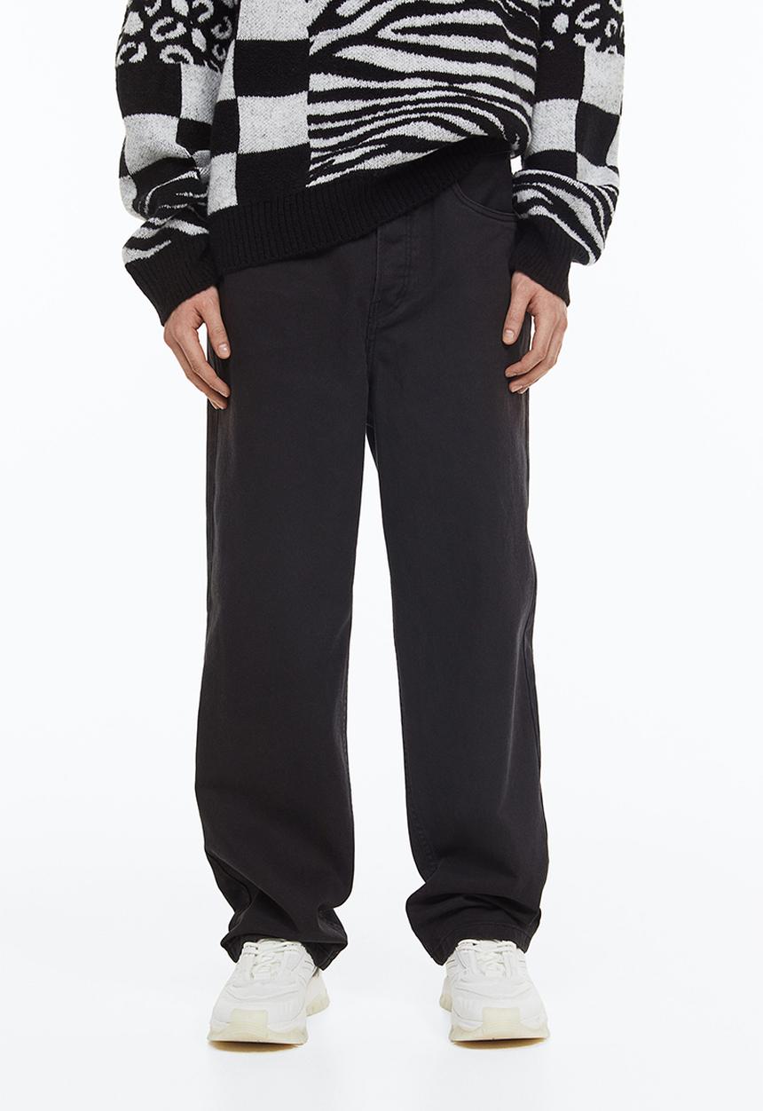 H&M - Loose fit 5-pocket twill trousers - black