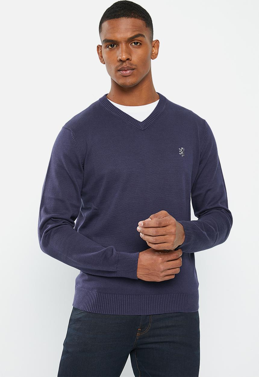 Pringle of Scotland - The roger long sleeve core v-neck - blue