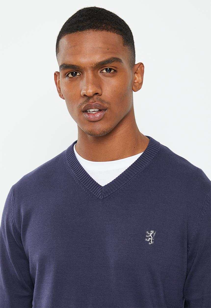 Pringle of Scotland - The roger long sleeve core v-neck - blue