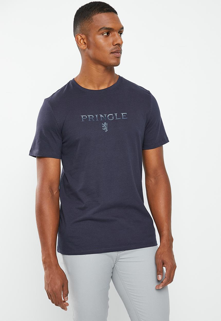 Pringle of Scotland - Embossed printed fashion short sleeve tee - navy