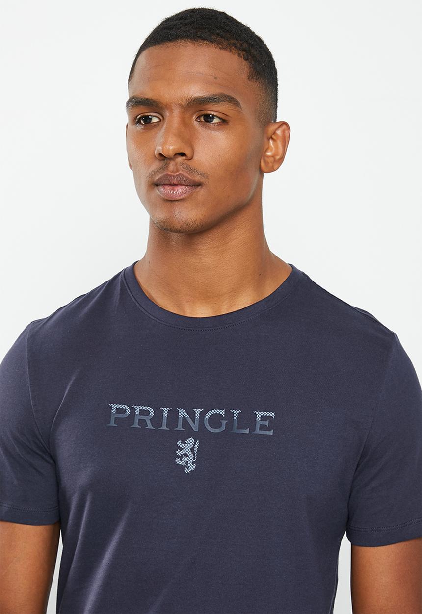 Pringle of Scotland - Embossed printed fashion short sleeve tee - navy