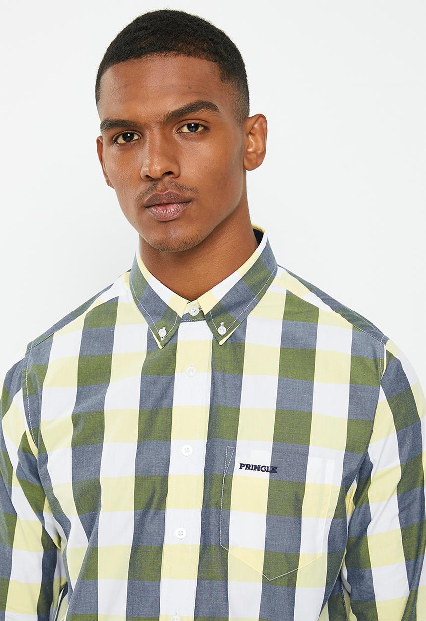 Pringle of Scotland - Long sleeve classic shirt - yellow & navy