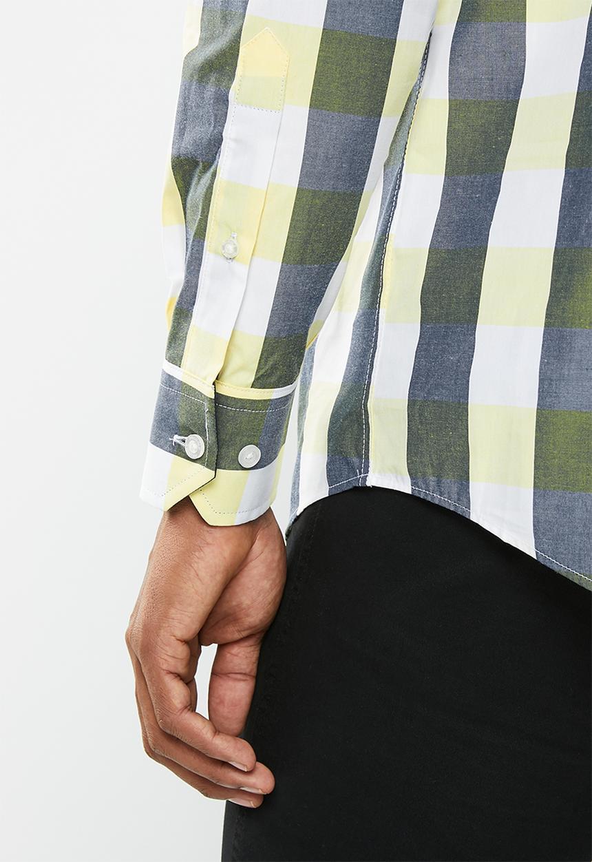 Pringle of Scotland - Long sleeve classic shirt - yellow & navy
