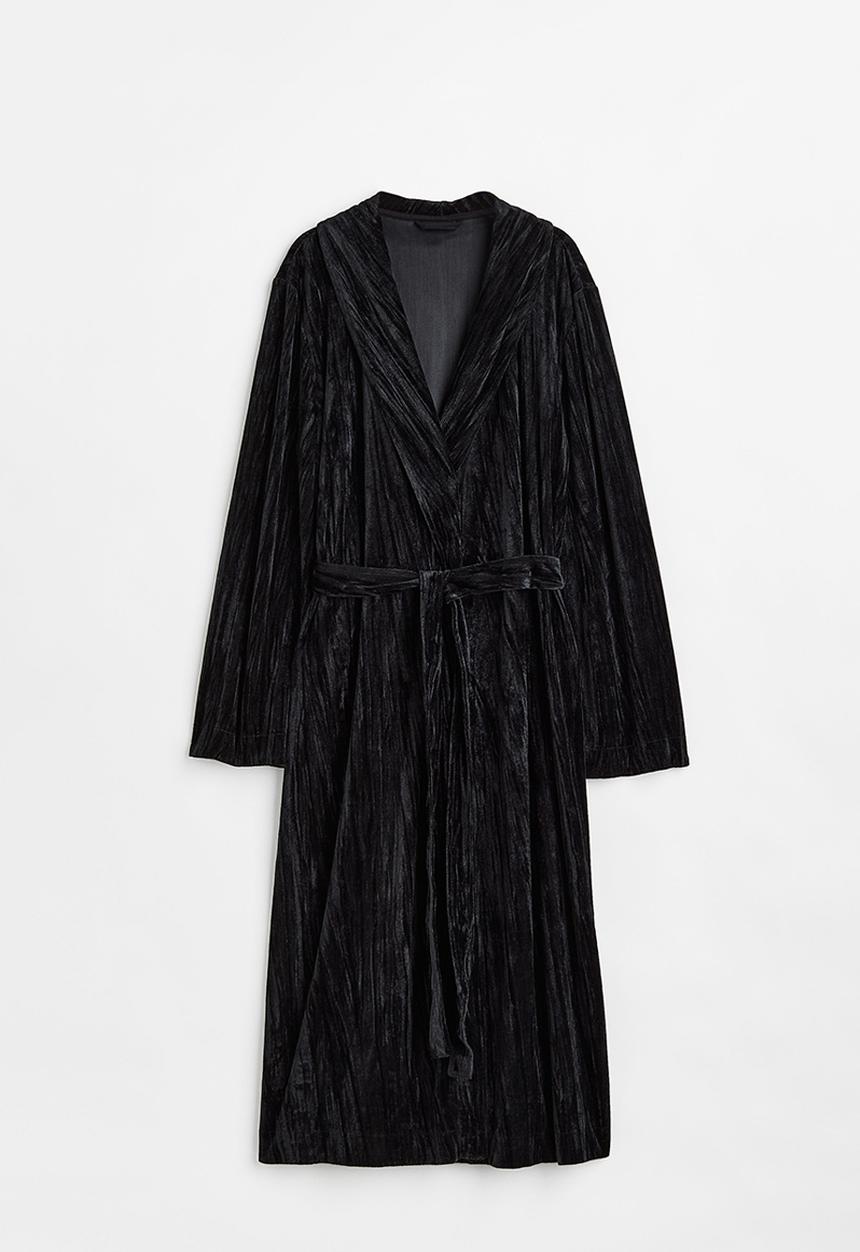 H&M - Velour dressing gown - black