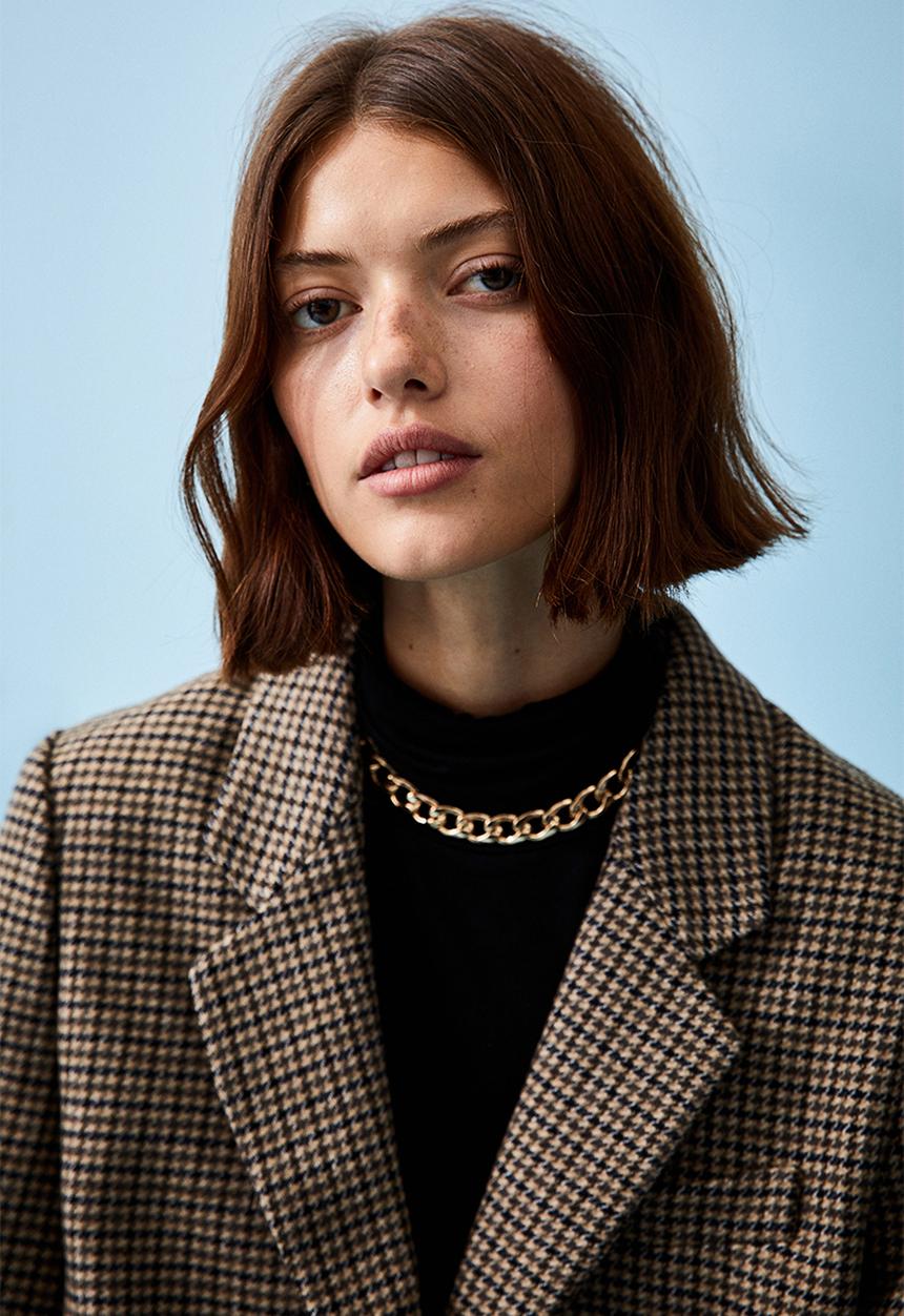 H&M - Single-breasted blazer - light beige/checked