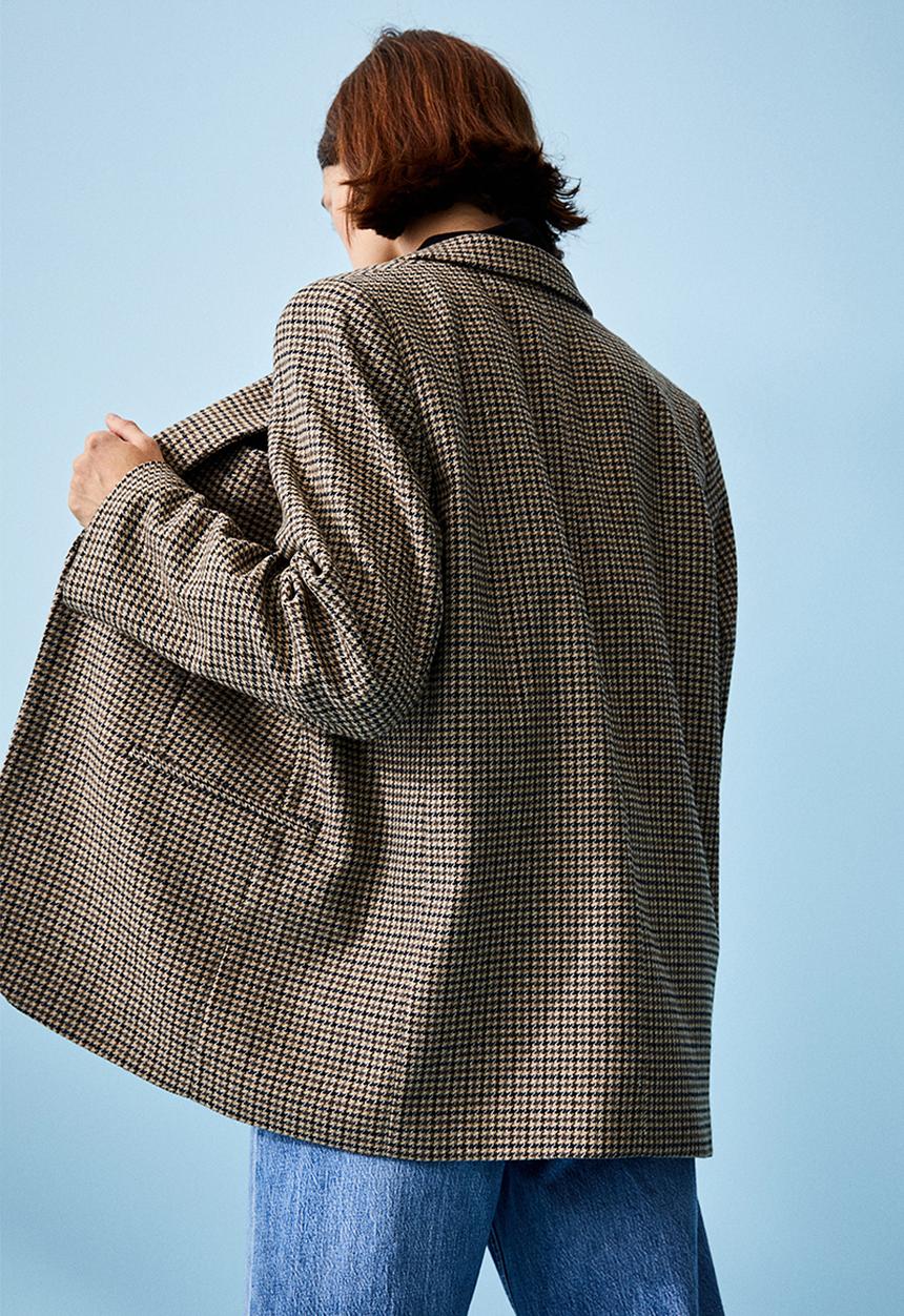 H&M - Single-breasted blazer - light beige/checked