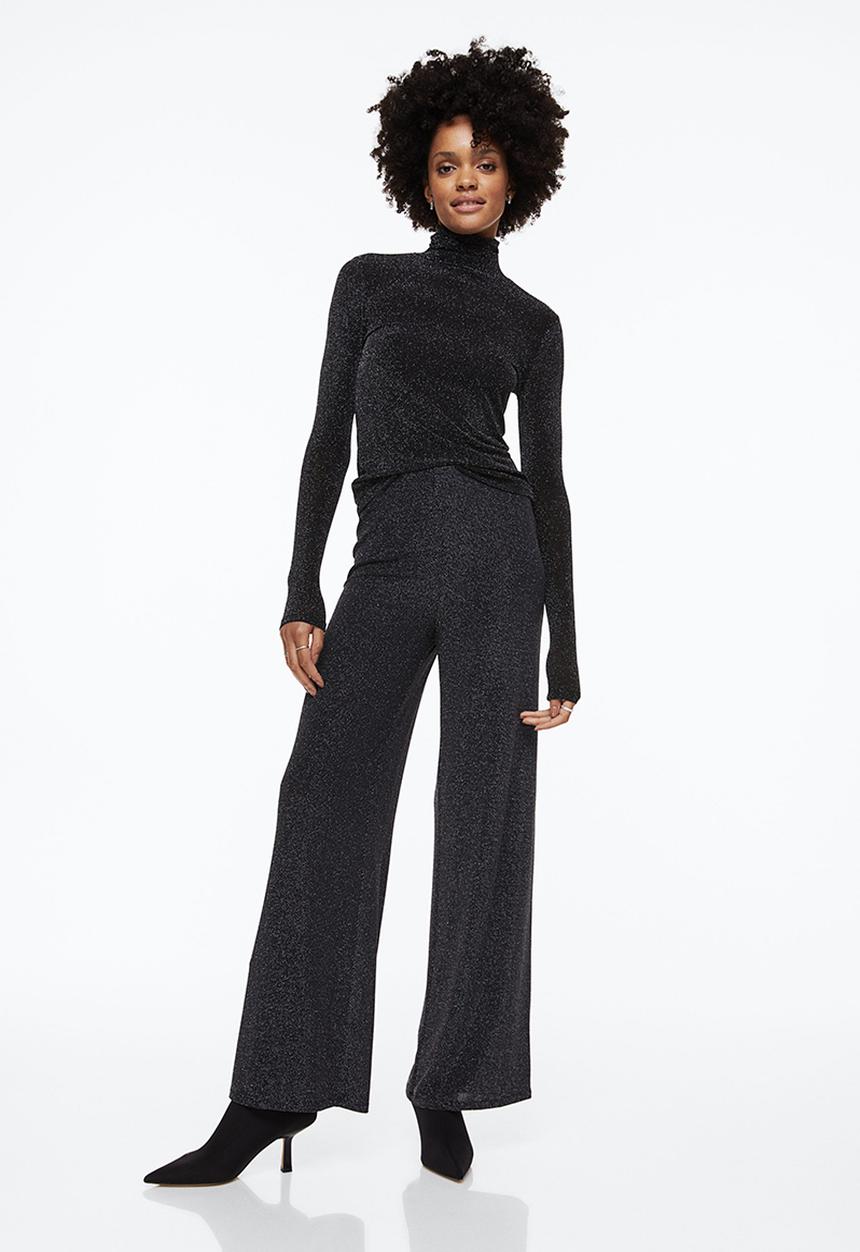 H&M - Polo-neck top - black/glittery