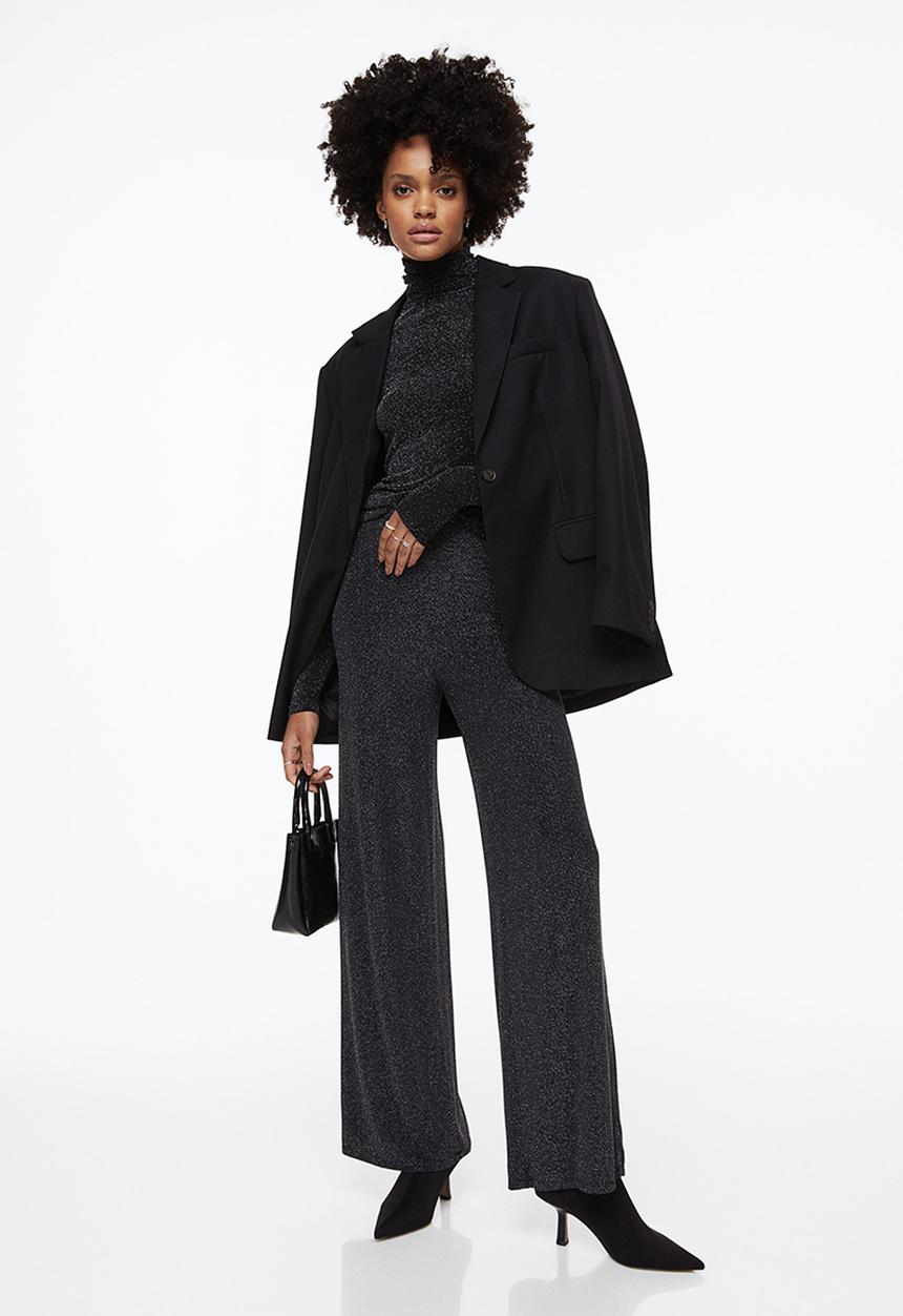 H&M - Polo-neck top - black/glittery