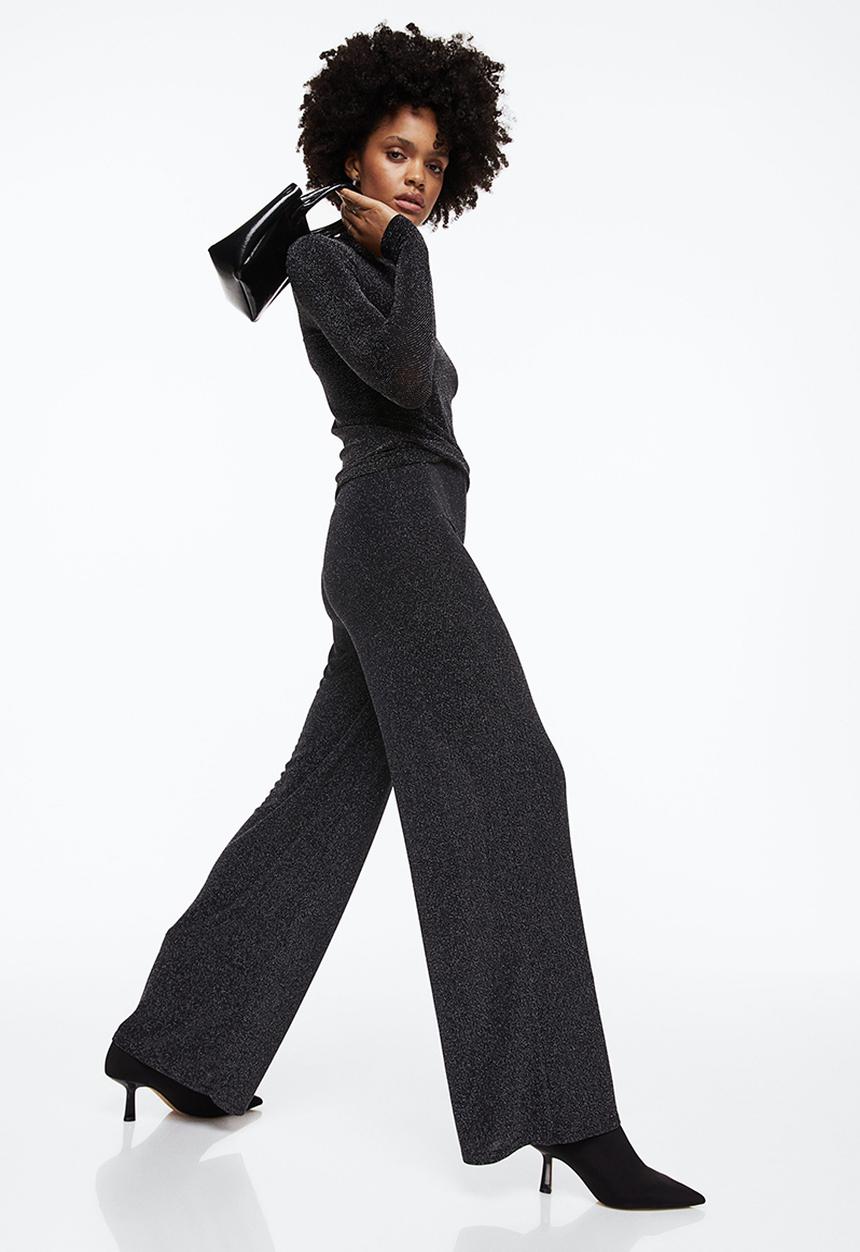 H&M - Polo-neck top - black/glittery
