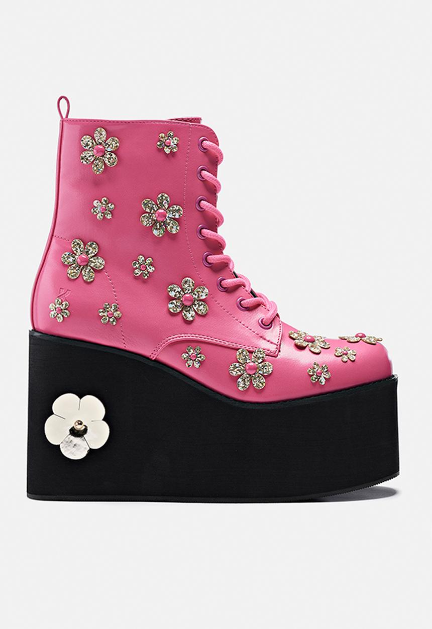 Koi Footwear - Lotus junkie flatform boot - pink flowers