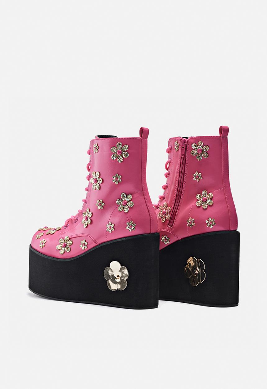 Koi Footwear - Lotus junkie flatform boot - pink flowers