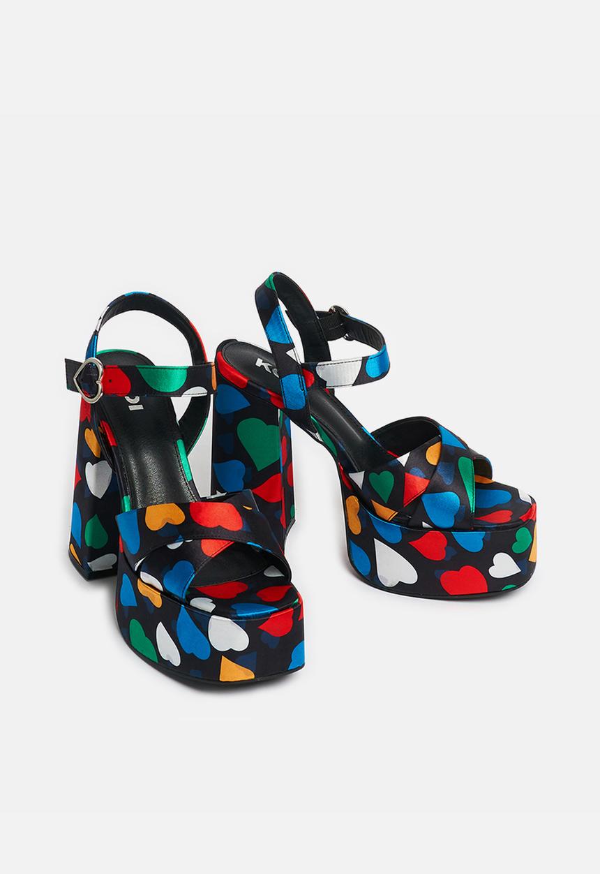 Koi Footwear - Sugar pocket platform heel - black/multi hearts
