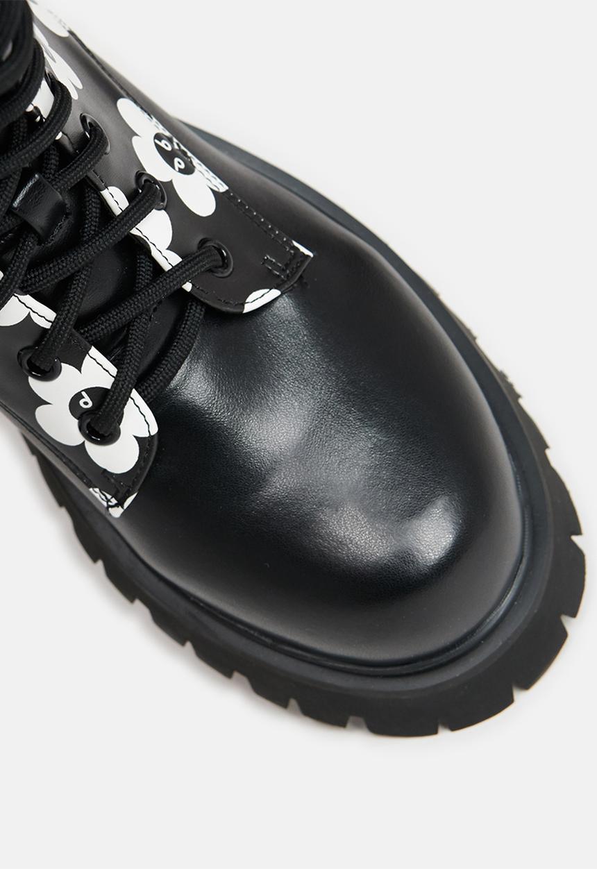 Koi Footwear - Absent presence lace up boot - black flowers