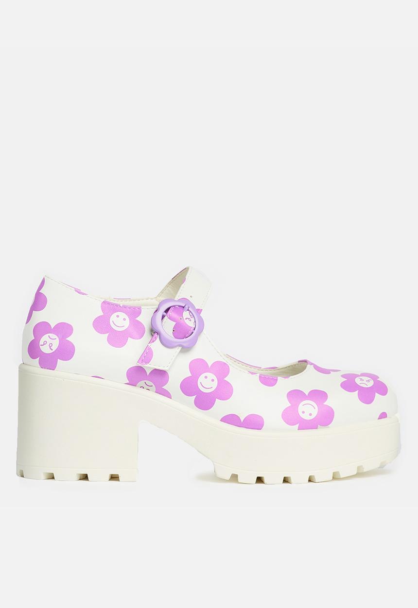 Koi Footwear - Tira mary jane - white/purple flowers