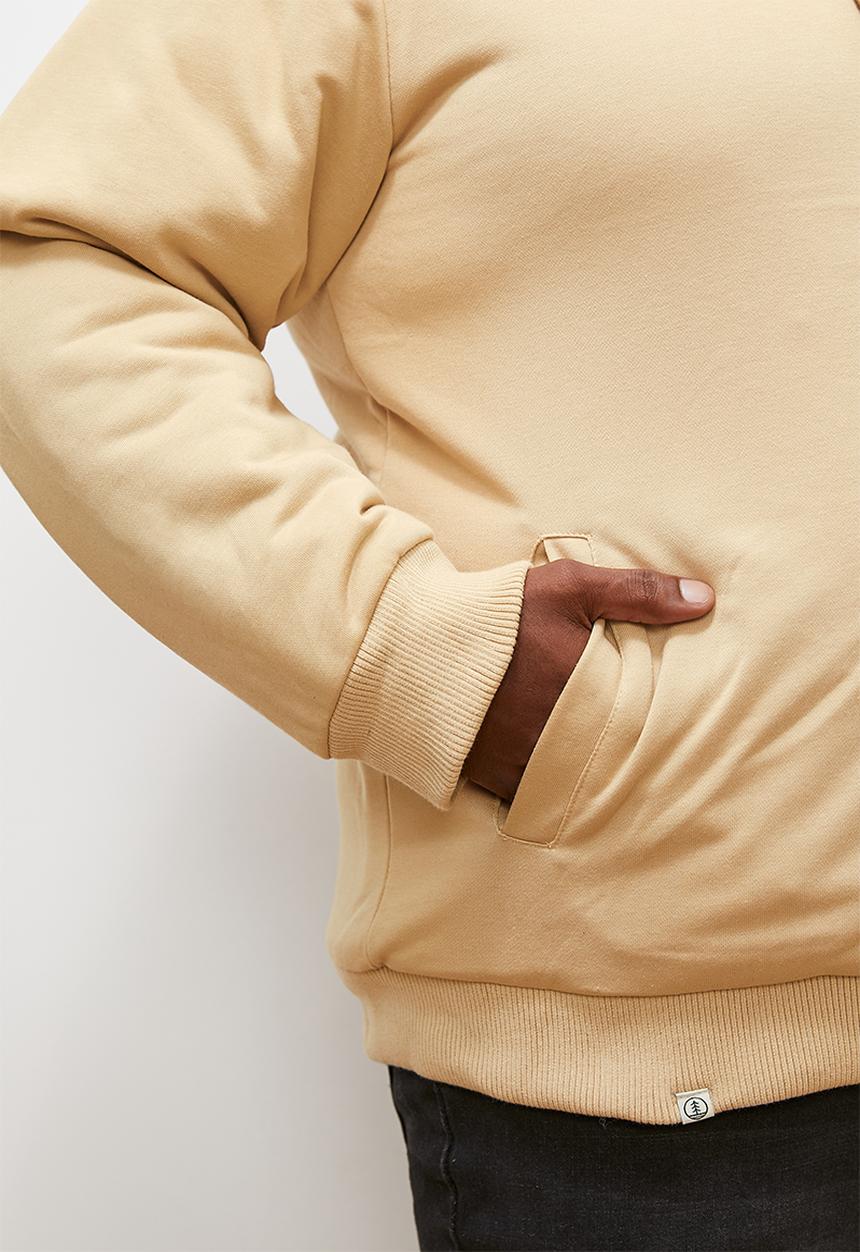 Lark & Crosse - Themba sherpa lined zip through hoodie - taupe