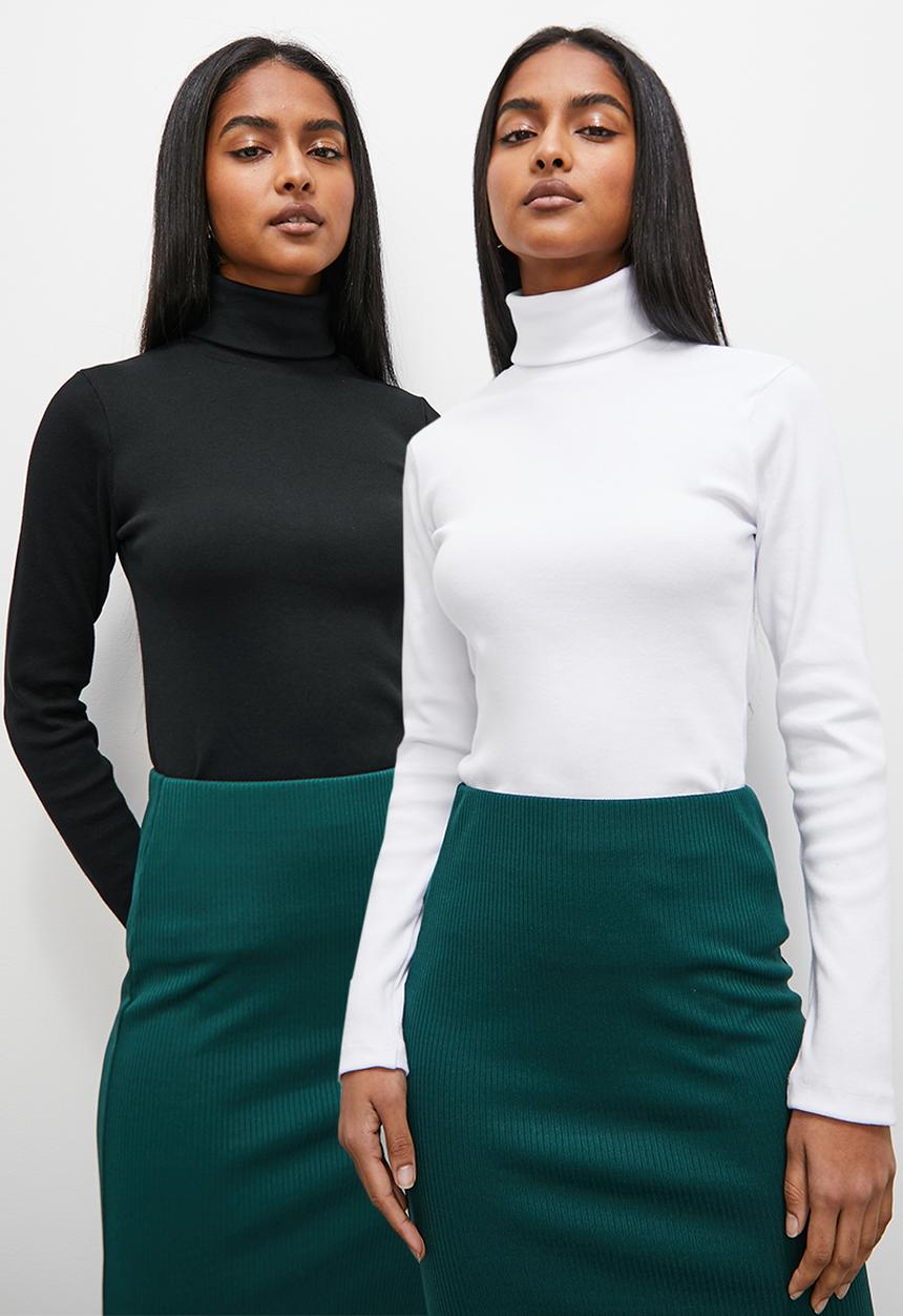 Superbalist - 2 Pack poloneck tee - winter white and black
