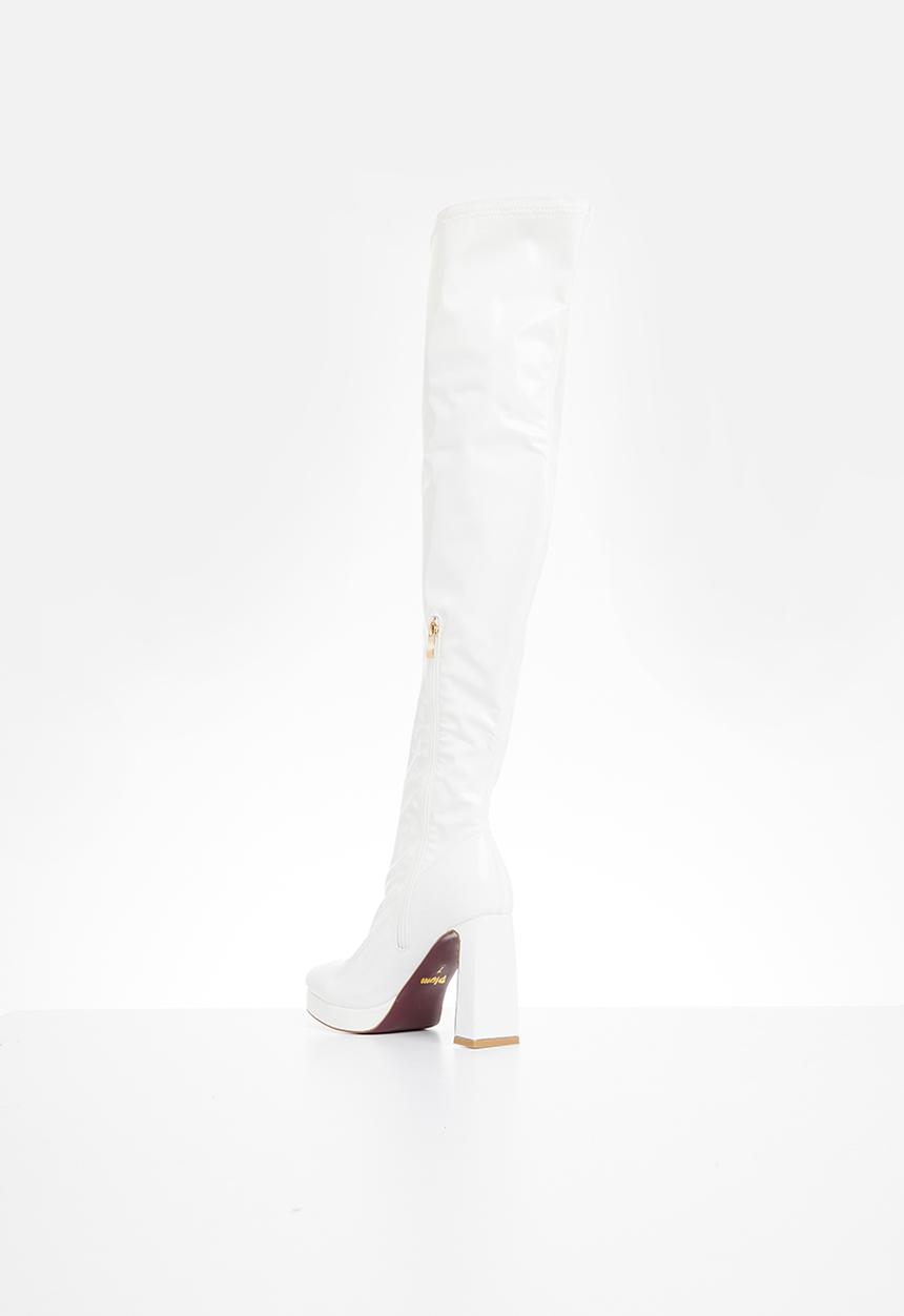 Plum - Raida over the knee platform boot - white
