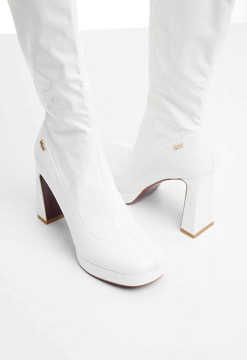 Plum - Raida over the knee platform boot - white