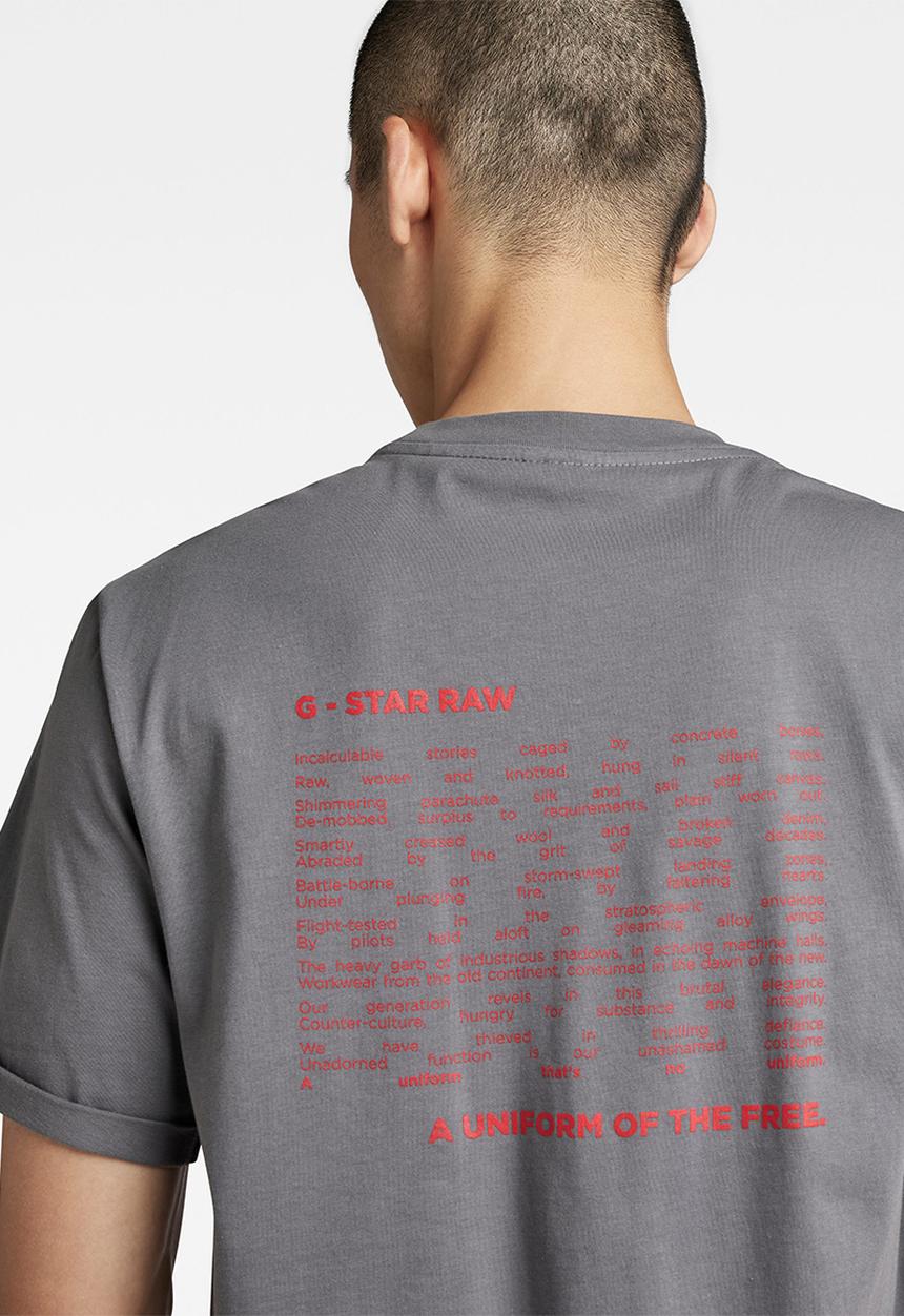G-STAR - Lash back text r t-shirt - granite