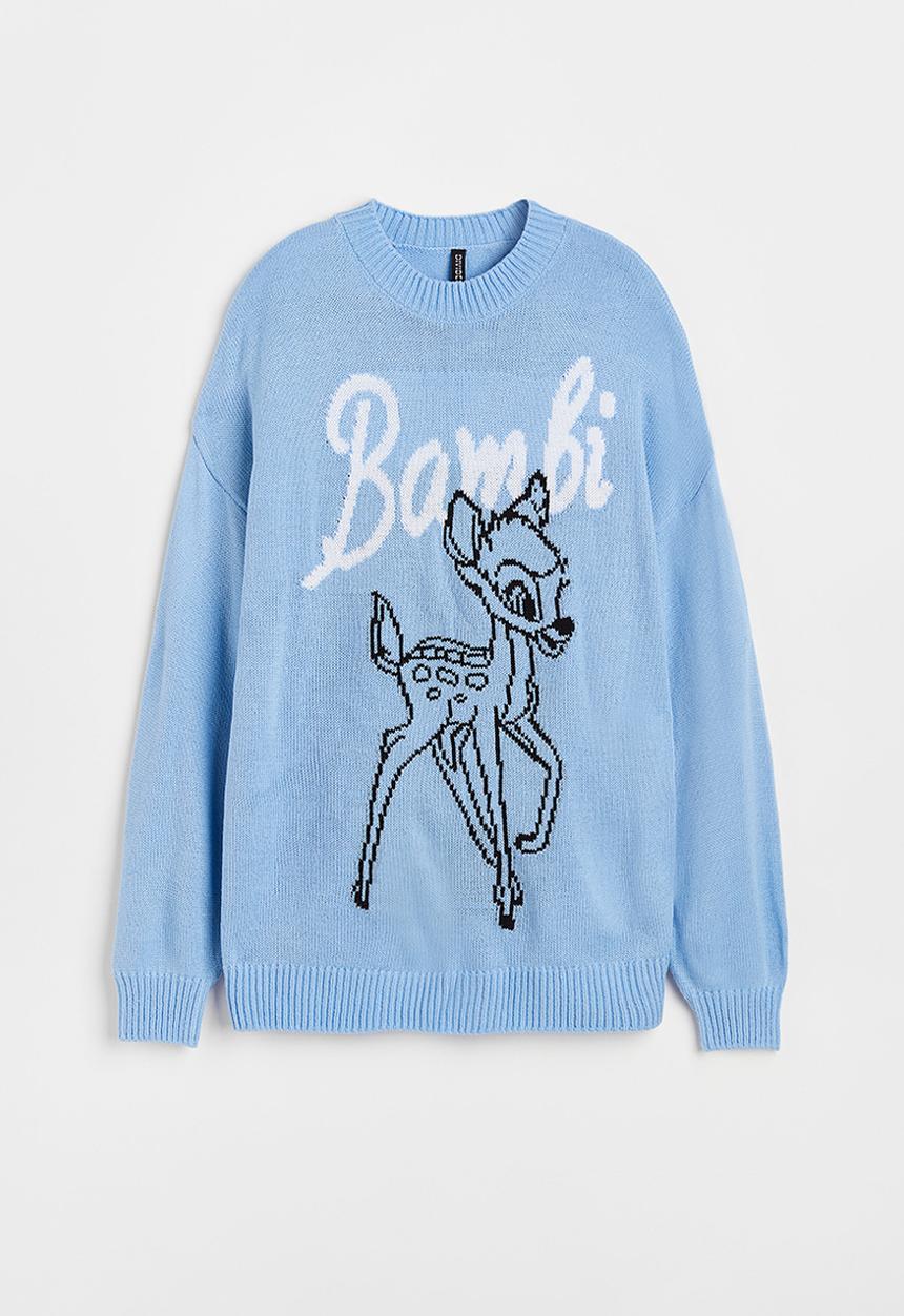 H&M - Jacquard-knit jumper - light blue/bambi