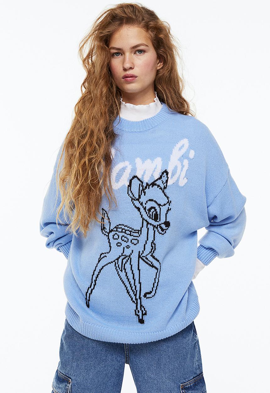 H&M - Jacquard-knit jumper - light blue/bambi
