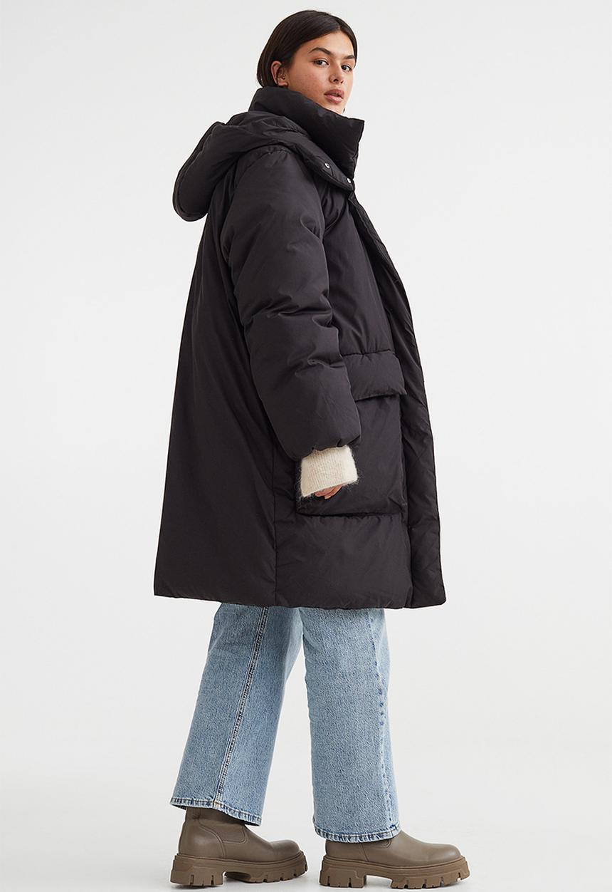 H&M - Hooded puffer coat - black 
