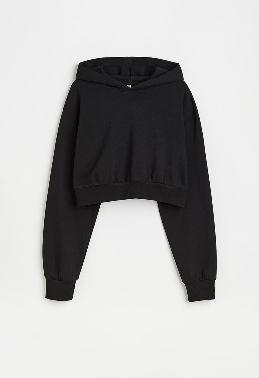 H&M - Oversized cropped hoodie - black