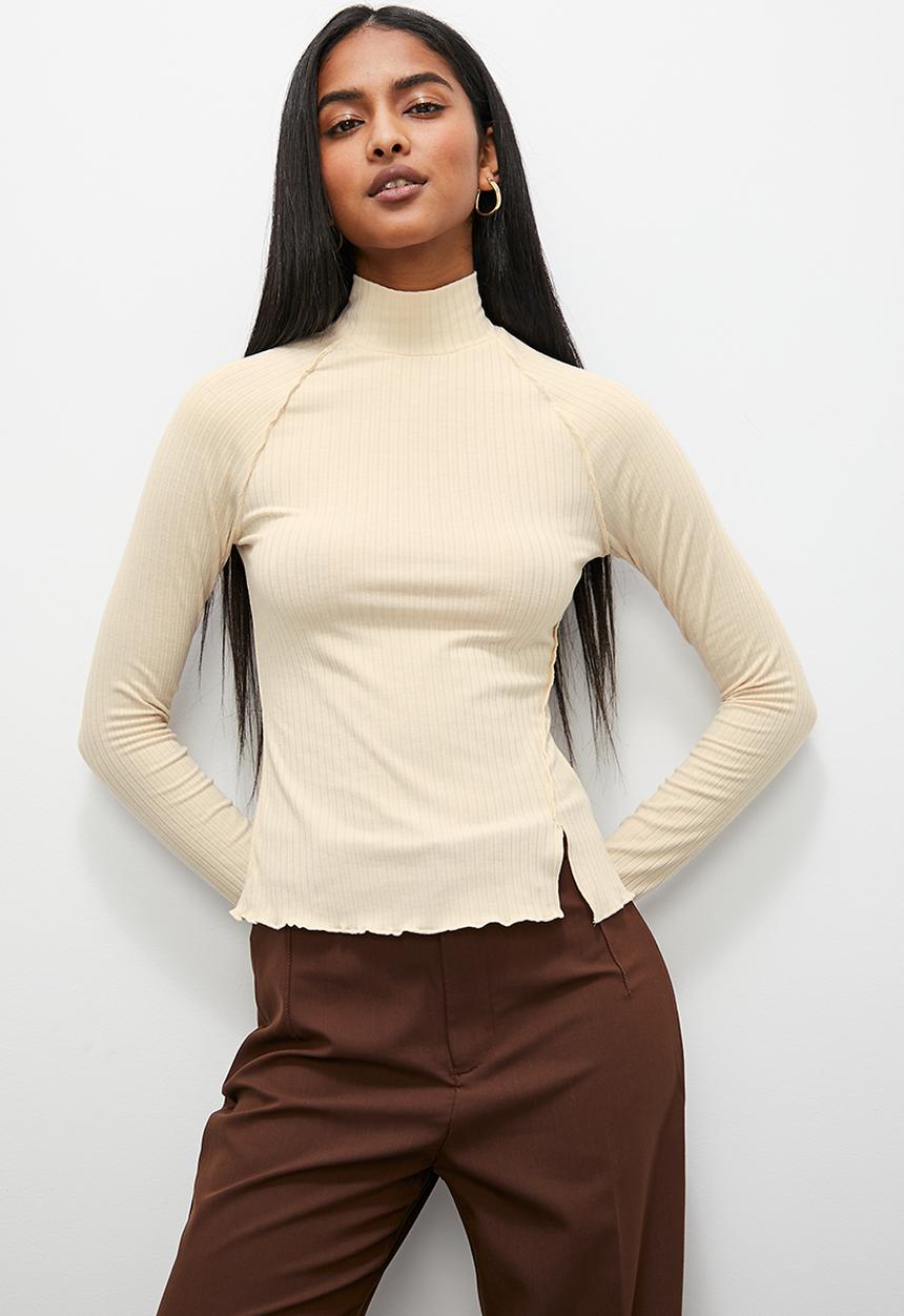 Superbalist - Exposed seam detail funnel neck - stone