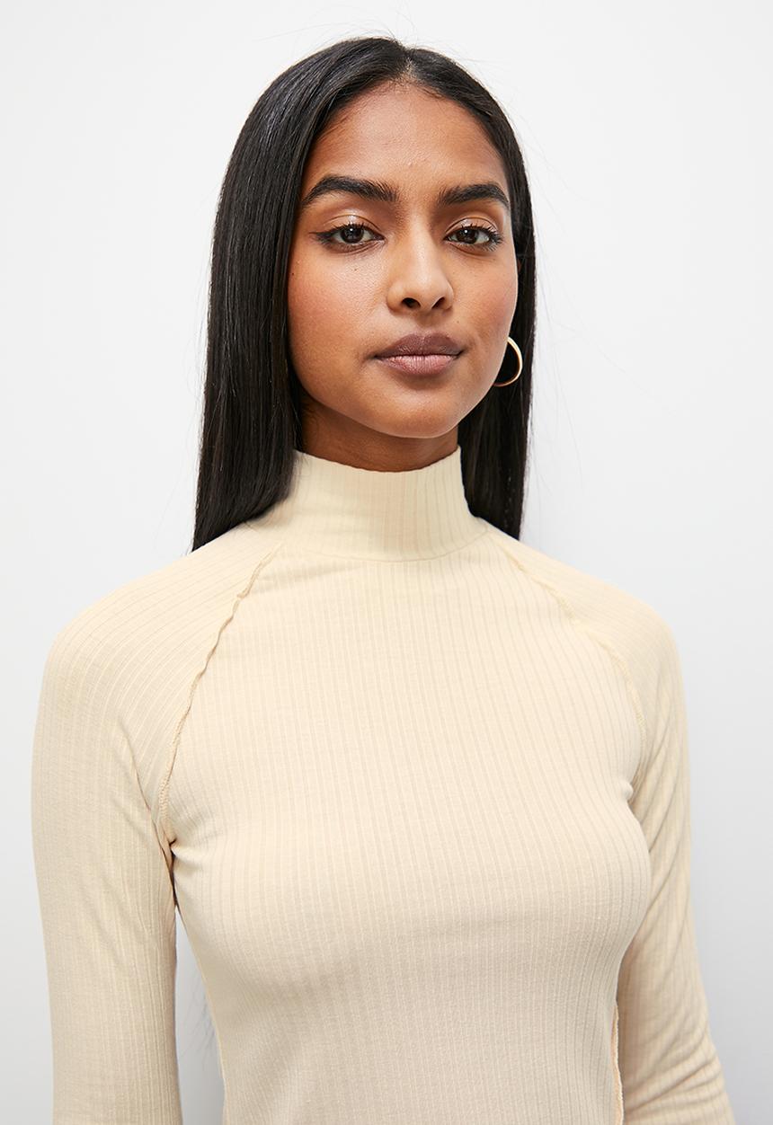 Superbalist - Exposed seam detail funnel neck - stone
