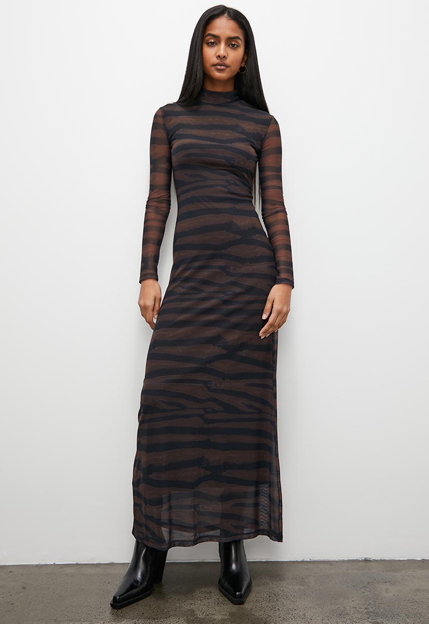 Superbalist - Printed mesh maxi dress - animal