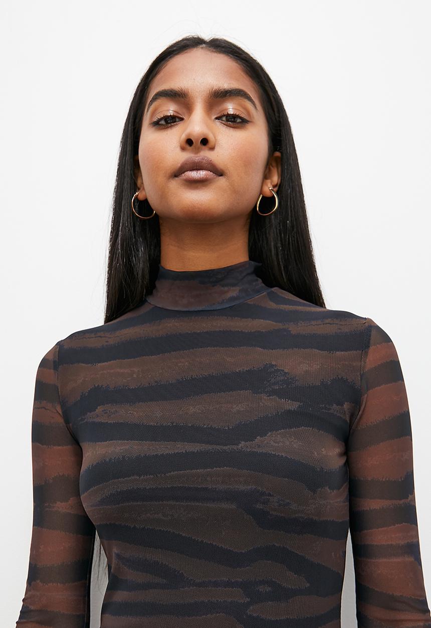 Superbalist - Printed mesh maxi dress - animal