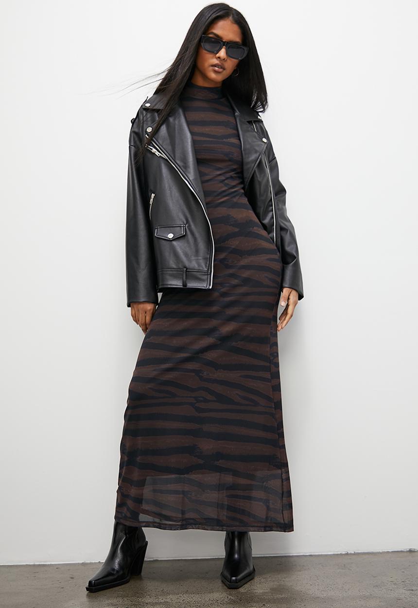 Superbalist - Printed mesh maxi dress - animal