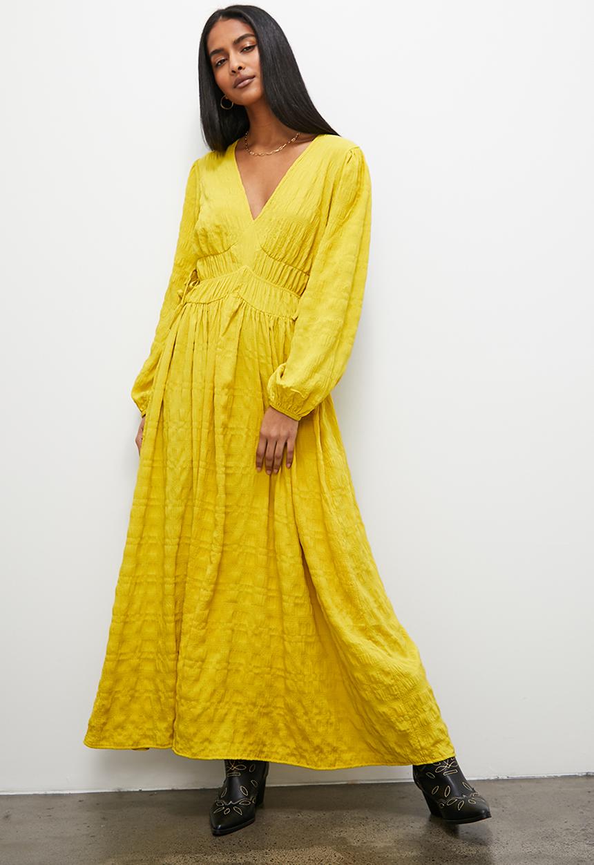 Superbalist - Empire midi dress with waist ties - ochre