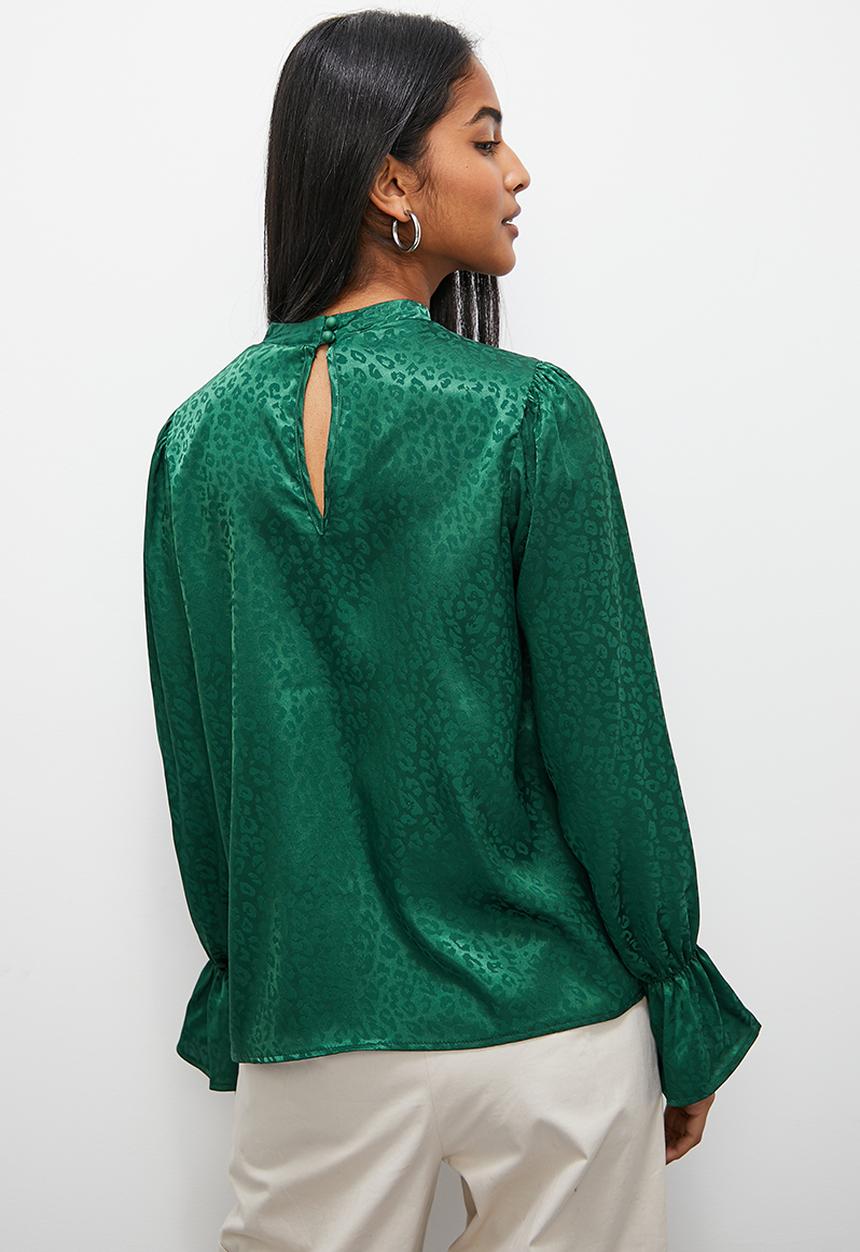 Superbalist - Jacquard high neck blouse - emerald