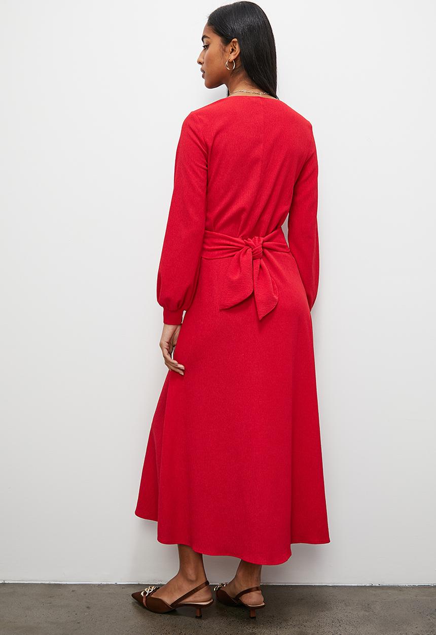 Superbalist - Twist front wrap midi dress - salsa