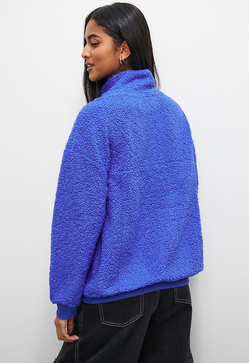 Superbalist - Half zip teddy sweat - cobalt