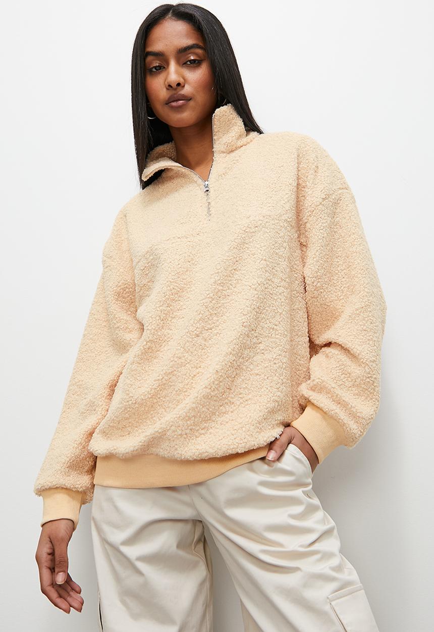 Superbalist - Half zip teddy sweat - oat