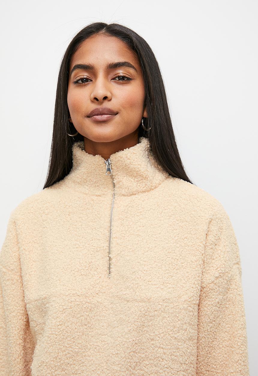 Superbalist - Half zip teddy sweat - oat