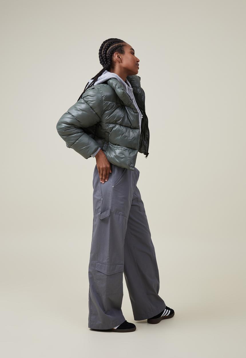 Cotton On - Cropped puffer jacket - daintree