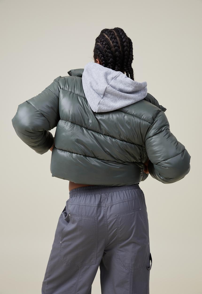 Cotton On - Cropped puffer jacket - daintree