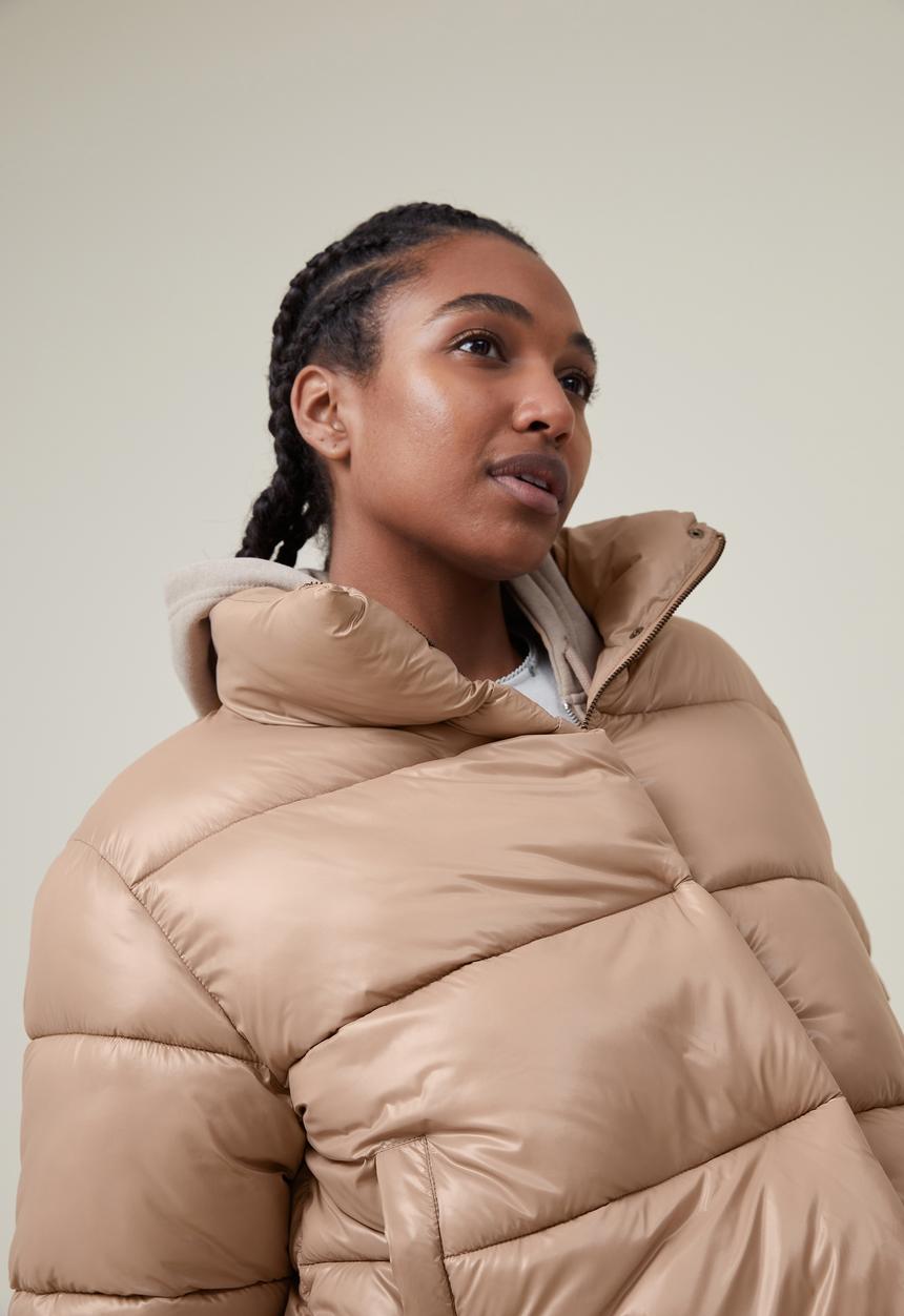 Cotton On - Cropped puffer jacket - chestnut