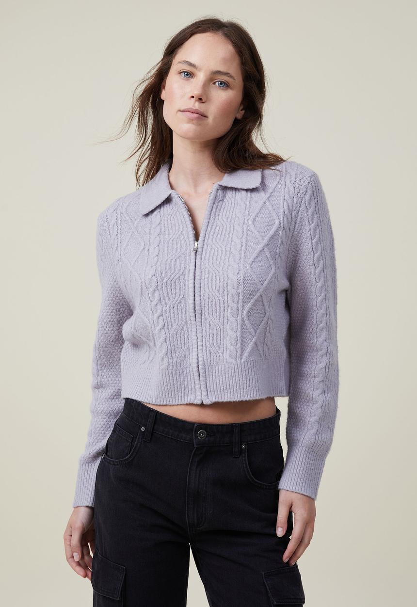 Cotton On - Zip through collar cardigan - grey shadow marle