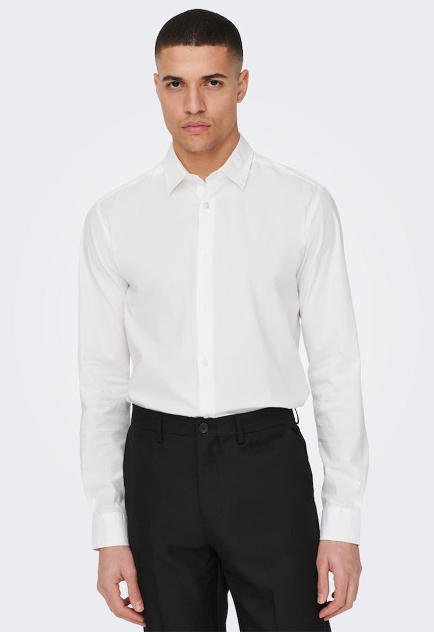 Only & Sons - Onsandy slim poplin shirt - white